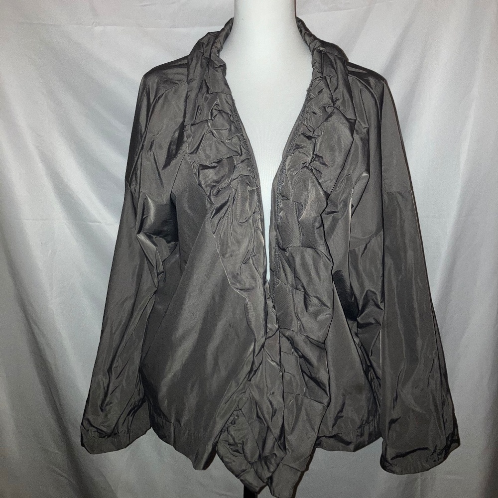 PLANET Grey Ruffle Collar Jacket